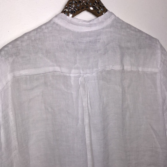 ENZA COSTA WHITE COTTON LINEN SHIRT DRESS - Picture 8 of 9